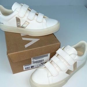 VEJA white and gold, velcro closer, low top